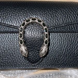 Authentic Gucci Dionysus black WOC/ silver chain